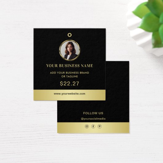 Schwarz-gold Design, Logo- oder Foto-Preisschilder (Schreibtisch)