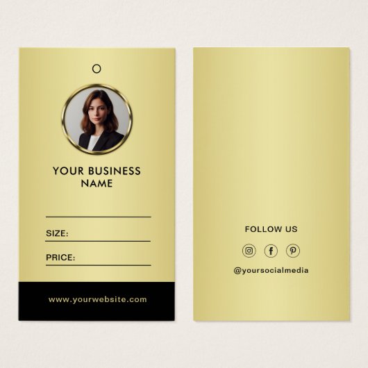 Schwarz-gold Design, Logo oder Foto, Preisschilder (Vorne & Hinten)