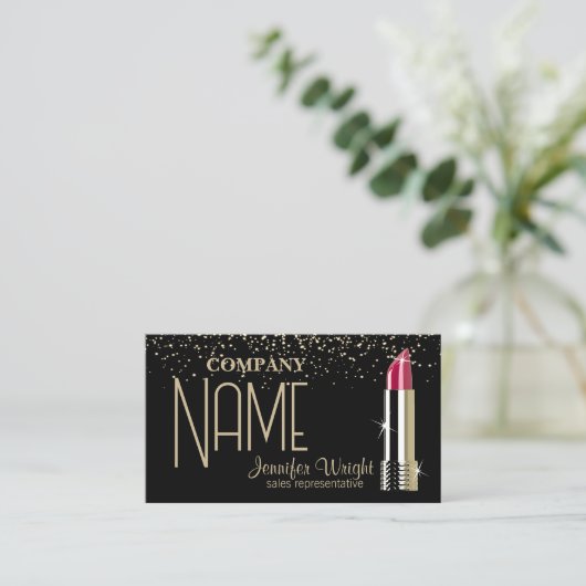 Schwarz-Gold-Design Visitenkarte (Stehend Vorderseite)