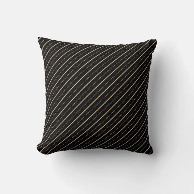 Schwarz-Gold-Diagonal-Muster-Kissen Kissen (Vorderseite)