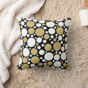Schwarz-Gold-Dot-Muster Kissen