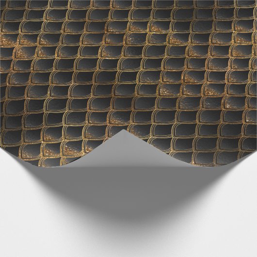Schwarz-Gold-Drachen-Skala Geschenkpapier (Ecke)