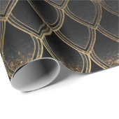 Schwarz-Gold-Drachen-Skala Geschenkpapier (Rolleneckpunkt)