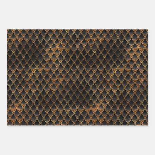 Schwarz-Gold-Drachen-Skala Geschenkpapier Set (Vorderseite 2)
