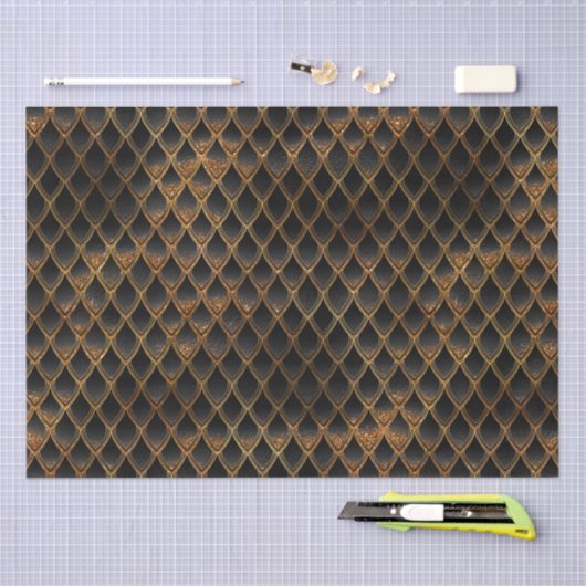 Schwarz-Gold-Drachen-Skala Seidenpapier (Handwerk)