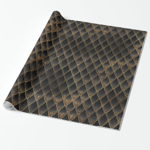 Schwarz & Gold Dragon Scales Extravagantes Diamant Geschenkpapier