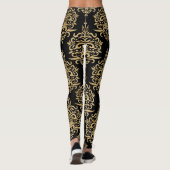 Schwarz-Gold-Dressy-Damaskus Leggings (Rückseite)