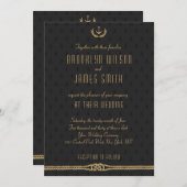 Schwarz-Gold-Einladungen für Schönheits-Hochzeiten Einladung (Vorne/Hinten)