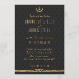 Schwarz-Gold-Einladungen für Schönheits-Hochzeiten Einladung