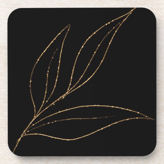 Schwarz-Gold-Elegant Getränkeuntersetzer (Vorderseite)