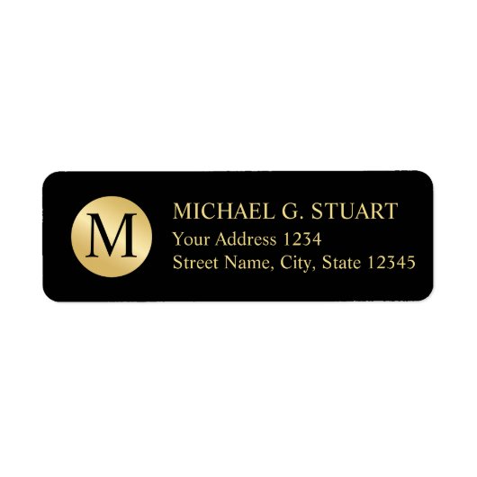 Schwarz-Gold-Elegant-Monogramm (Vorne)