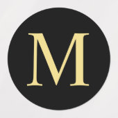 Schwarz-Gold-Elegant-Monogramm Etiketten (Design 2)