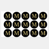 Schwarz-Gold-Elegant-Monogramm Etiketten (Blatt)