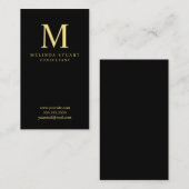 Schwarz-Gold-Elegant-Monogramm Visitenkarte (Vorne/Hinten)