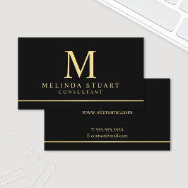 Schwarz-Gold-Elegant-Monogramm Visitenkarte