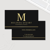 Schwarz-Gold-Elegant-Monogramm Visitenkarte