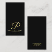 Schwarz-Gold-Elegant-Monogramm Visitenkarte (Vorne/Hinten)