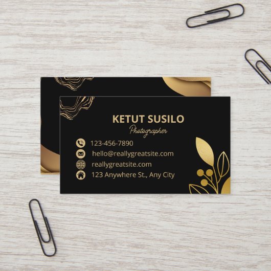 Schwarz-Gold-Elegant Visitenkarte (Vorderseite/Rückseite Beispiel)