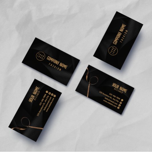 Schwarz-Gold-Elegant Visitenkarte