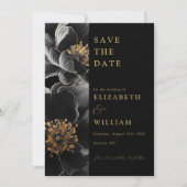 Schwarz-Gold-Elegante Foto Hochzeit Save The Date (Vorderseite)