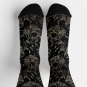 Schwarz & Gold Elegante handgezeichnete Florals Ho Socken (Oben)