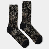 Schwarz & Gold Elegante handgezeichnete Florals Ho Socken (Rechts)
