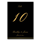 Schwarz-Gold-elegante Hochzeitskarten Tischnummer (Rückseite)