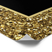Schwarz-Gold-elegante Hochzeitssattelkarte Poster (Ecke)