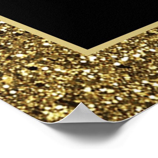 Schwarz-Gold-elegante Hochzeitssattelkarte Poster (Ecke)