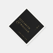 Schwarz-Gold-elegante Monogram-Hochzeit Serviette (Ecke)