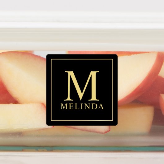 Schwarz-Gold-elegante Monogram-Labels Etiketten (Befestigt)