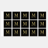 Schwarz-Gold-elegante Monogram-Labels Etiketten (Blatt)