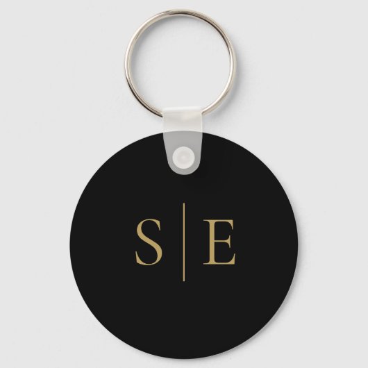 Schwarz-Gold-elegante Monogramm Minimalistisch Schlüsselanhänger (Vorderseite)