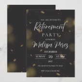Schwarz-Gold-Elegante-Rente-Party Einladung (Vorne/Hinten)