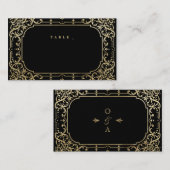 Schwarz & Gold elegante romantische Hochzeit Platzkarte (Vorne/Hinten)