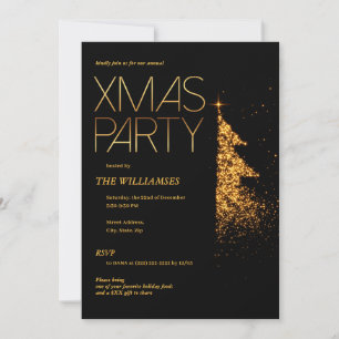 Schwarz & Gold Elegante Weihnachten nach Stunden P Einladung