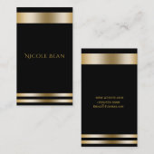Schwarz & Gold Eleganter Chic Modernes Glam Berufl Visitenkarte (Vorne/Hinten)