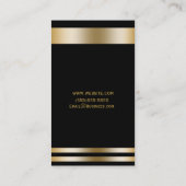 Schwarz & Gold Eleganter Chic Modernes Glam Berufl Visitenkarte (Rückseite)