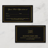 Schwarz & Gold Eleganter Minimalistischer Single Terminkarte (Vorne/Hinten)
