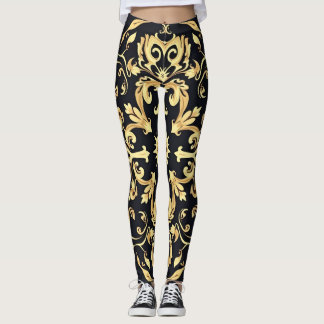 Schwarz-Gold-Emblem Leggings