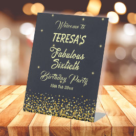 Schwarz & Gold fabelhafte Begrüßung zum sechzigste Sockelschild