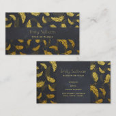 Schwarz-Gold-Federmuster Visitenkarte (Vorne/Hinten)
