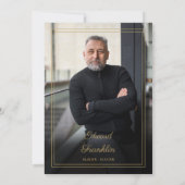 Schwarz-Gold-Feier zum Foto der lebenslangen Beerd Einladung (Rückseite)