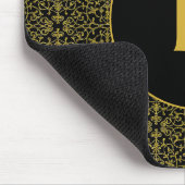 Schwarz-Gold-Filigree-Monogramm Mousepad (Ecke)