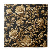 Schwarz & Gold Flämisch Barocke Keramik Tile Fliese (Vorderseite)
