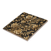 Schwarz & Gold Flämisch Barocke Keramik Tile Fliese (Seite)