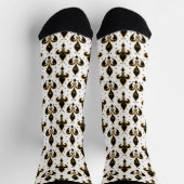 Schwarz-Gold-Fleur-de-lis-Muster Socken (Oben)