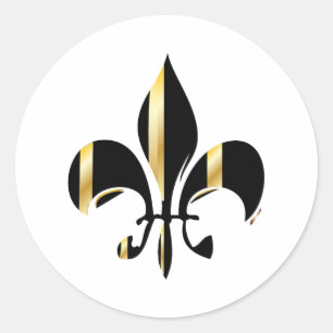 Schwarz Gold Fleur de Lis Runder Aufkleber