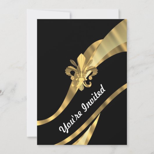 Schwarz-Gold-Floh Einladung (Vorderseite)
