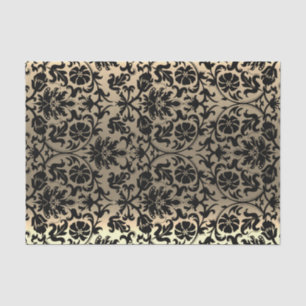 Schwarz-Gold-Floral-Damask Seidenpapier